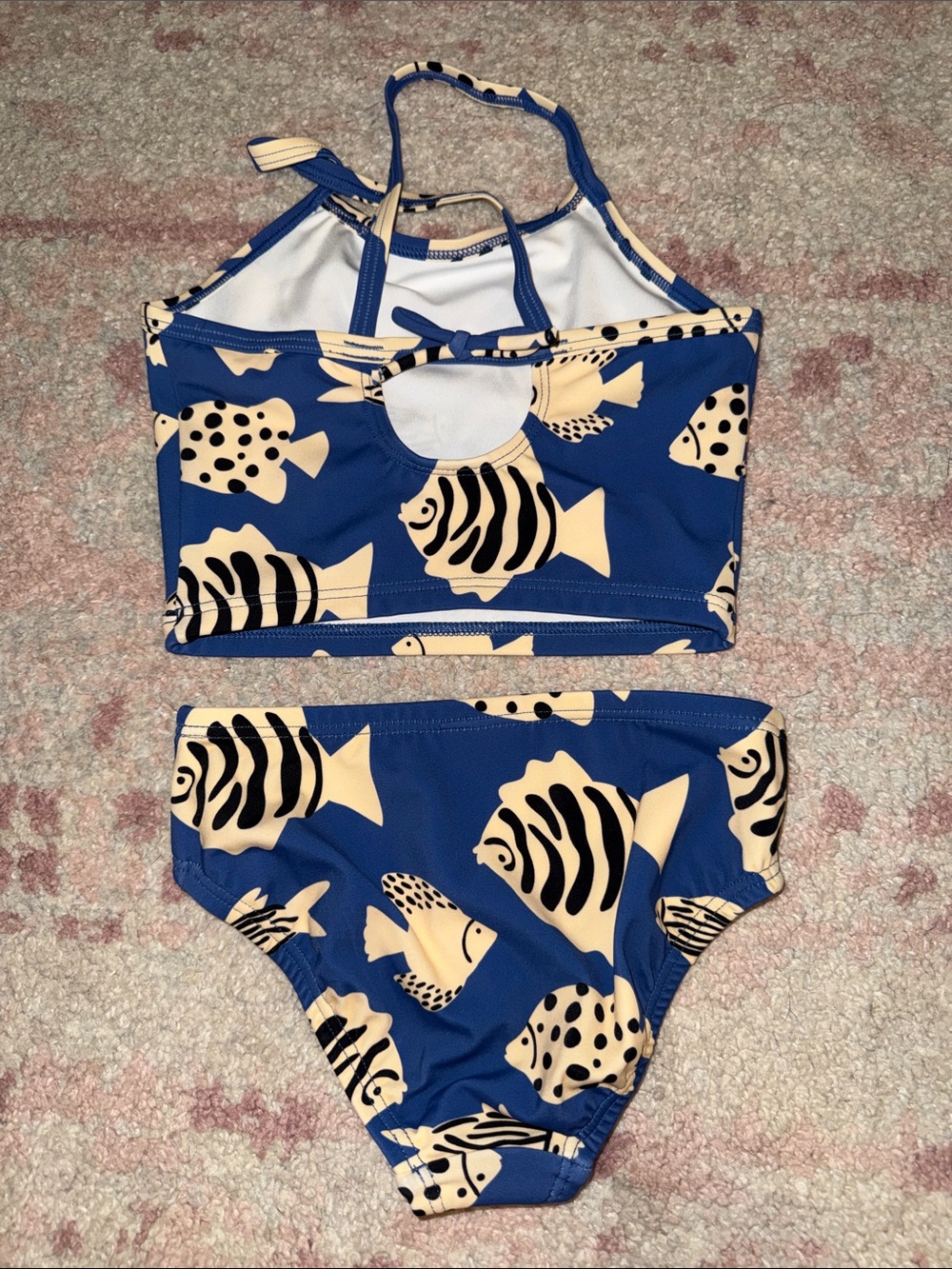 Hanna Andersson Blue and Cream Fish-Print Two-Piece Swim Set - Size 4 NWOT - Picture 4 of 4